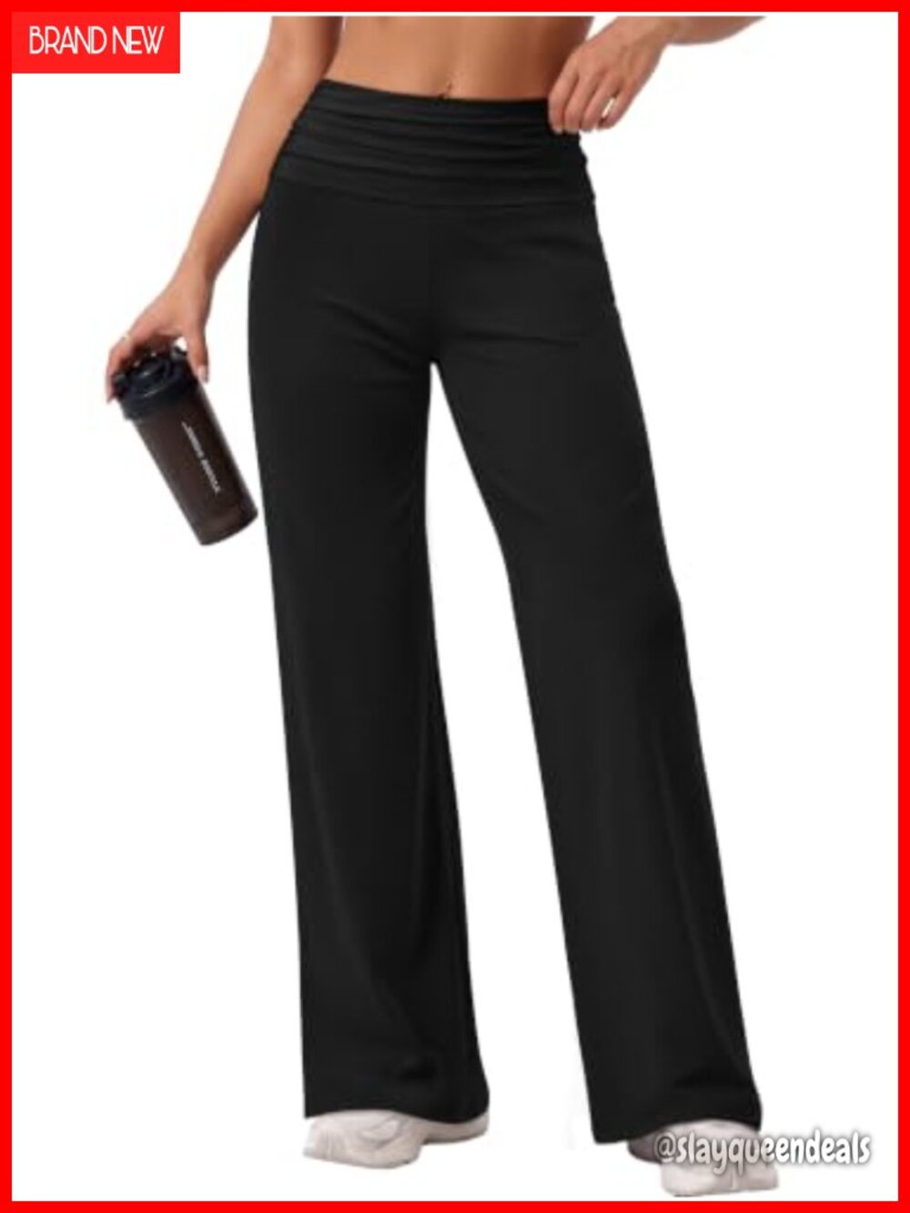 Women Wide Leg Yoga Pants Ruched High Waist Pull On Stretch